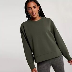 CALIA Soft Scuba Olive Green Crew neck Sweatshirt